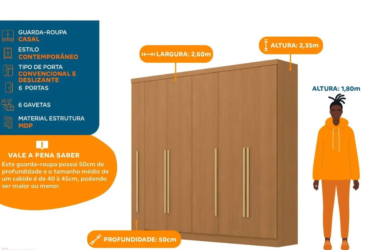 Guarda roupa casal com espelho e 6 portas  - Foto 5