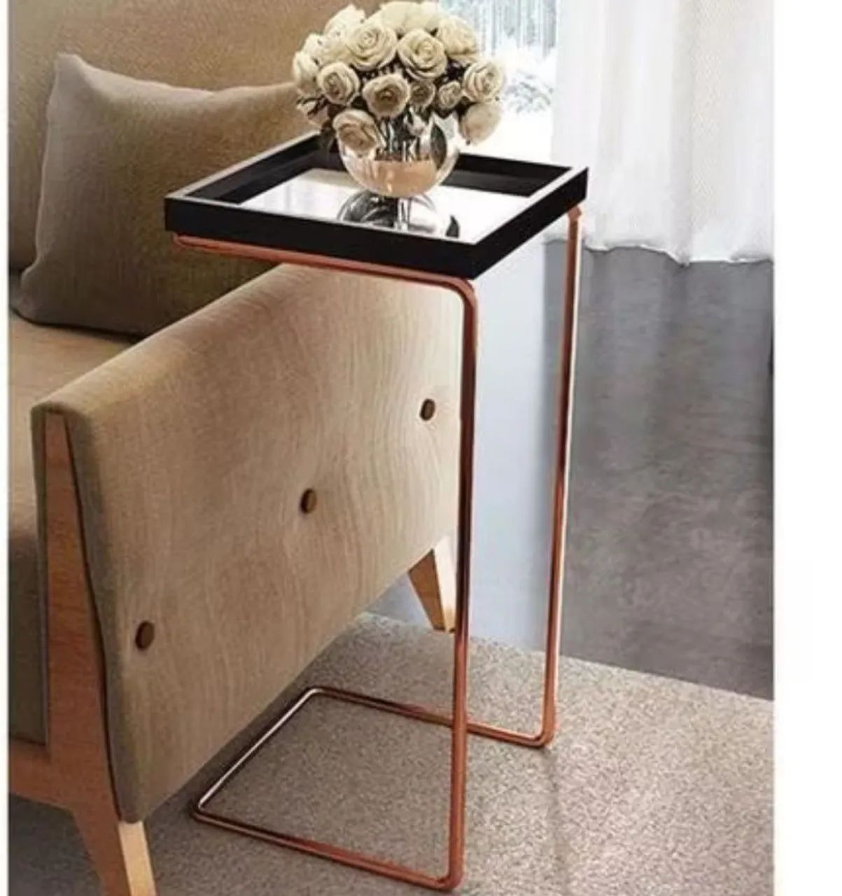 Mirrored Lacquered Sofa Side Table65569085824897120