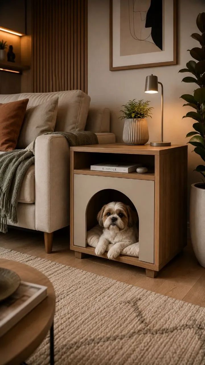 Mesa Lateral com Toca para Pet's | Móvel Pet MDF