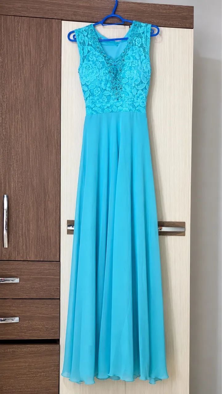 Vestido longo azul elegante - Foto 2