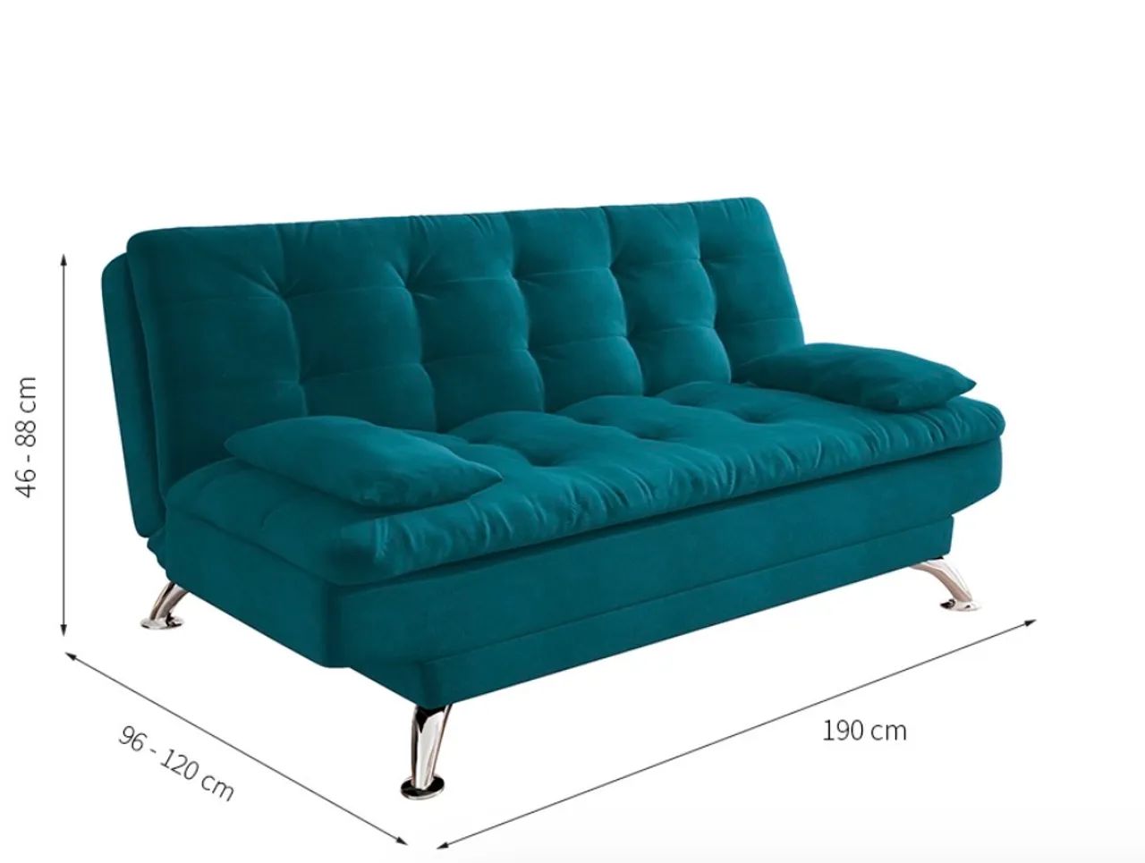 Sofá-cama Azul Turquesa - 3 lugares - Foto 4