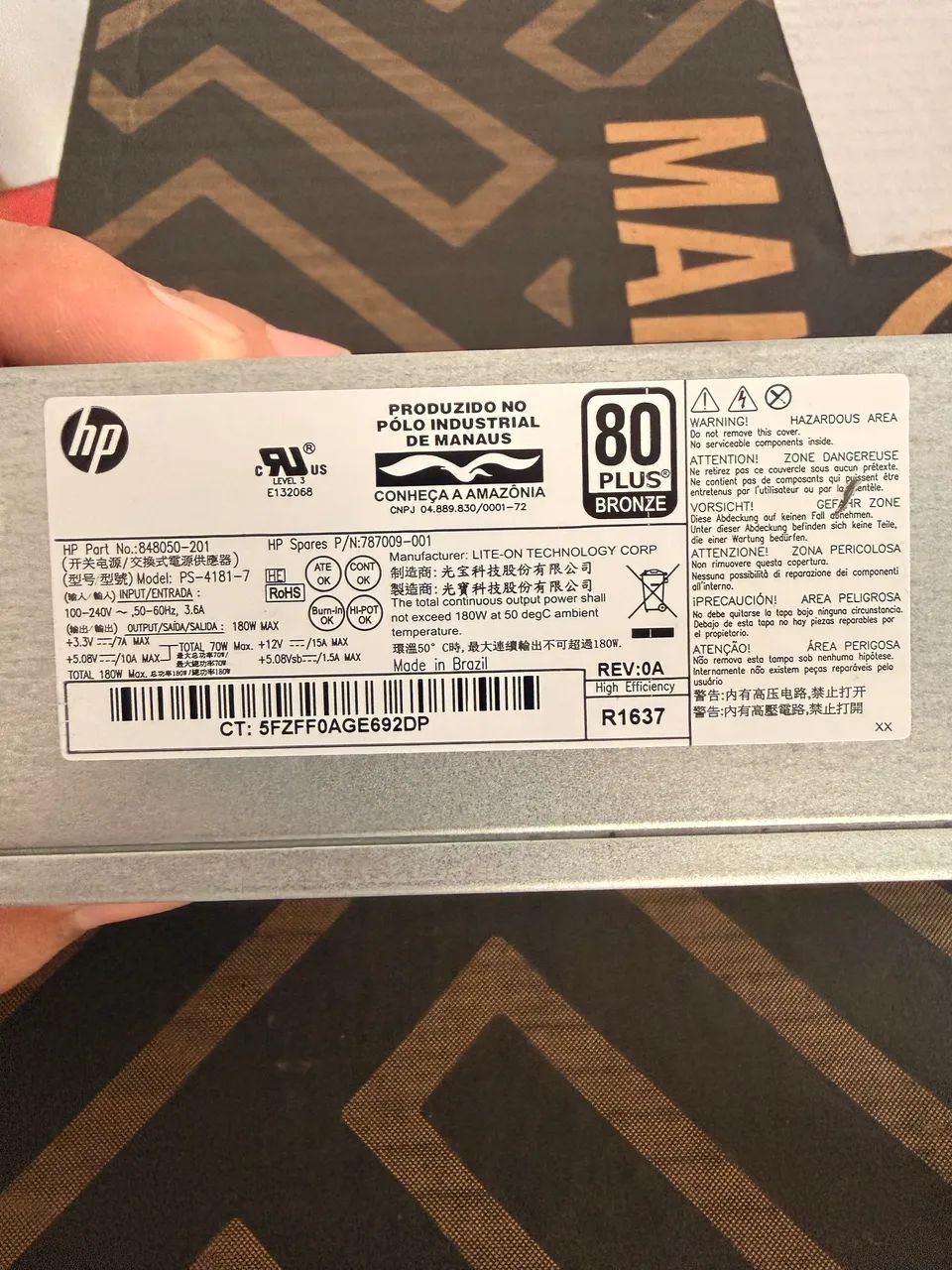 Fonte 180w SFF hp 80 plus bronze - Foto 2