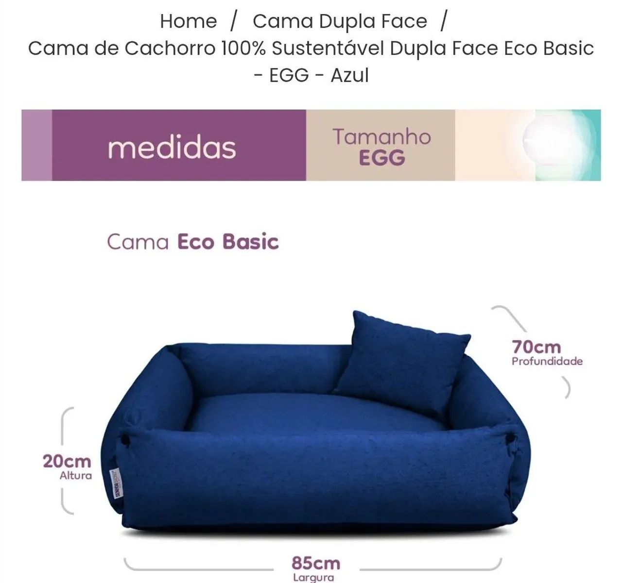 Cama de Cachorro dupla face - EGG azul - Foto 3