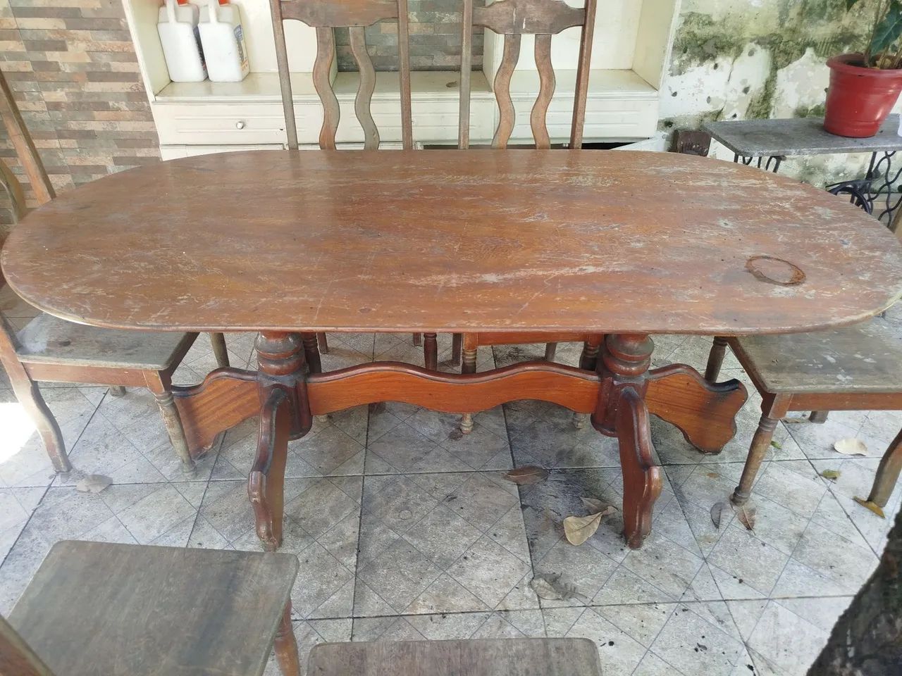 Solid wood dining table with 6 chairs64994315249538125