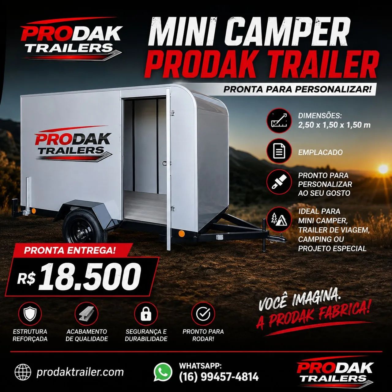 Reboque mini camper 2.50x1.50
