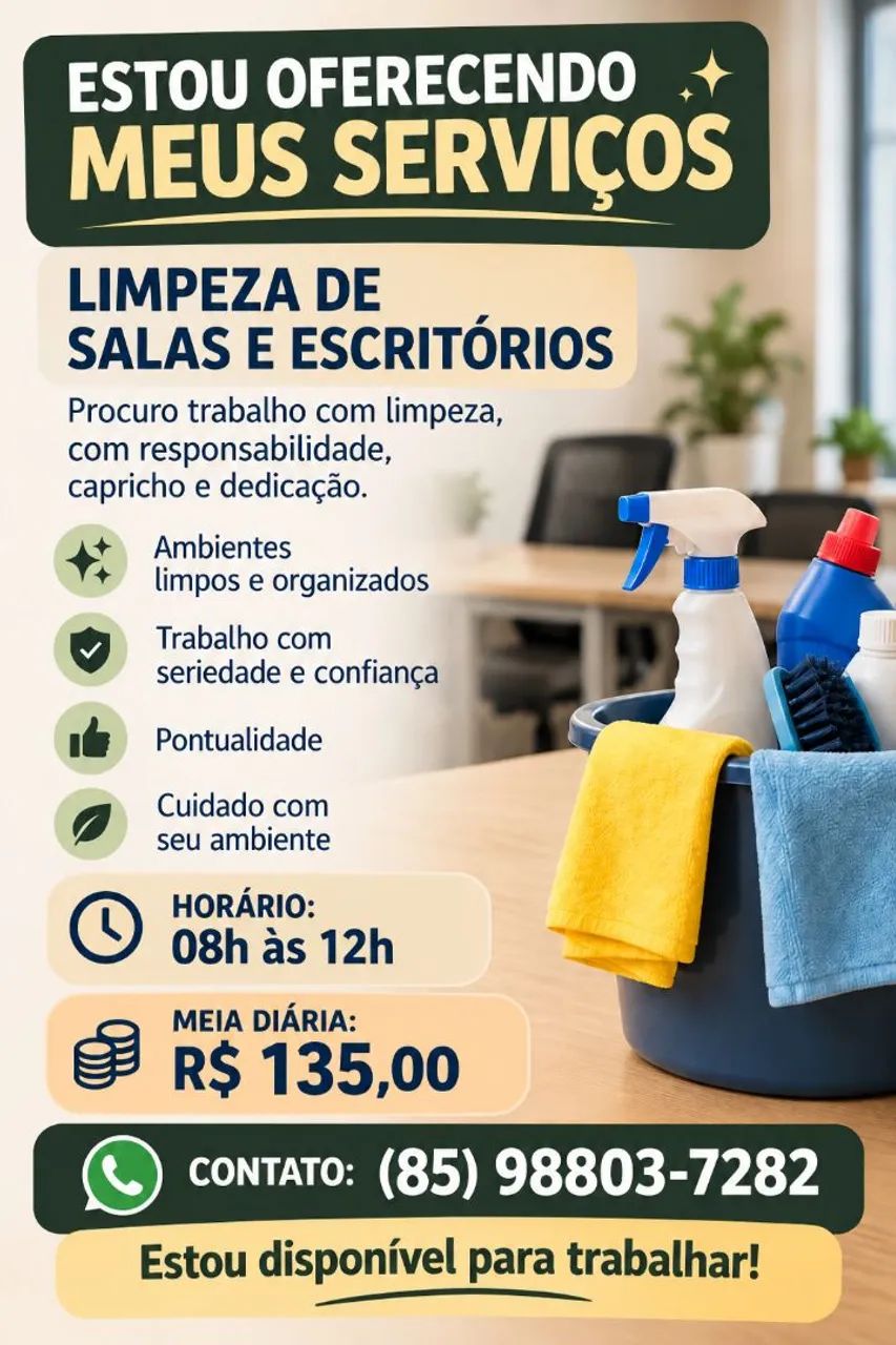 Serviço de limpeza de salas e escritorio