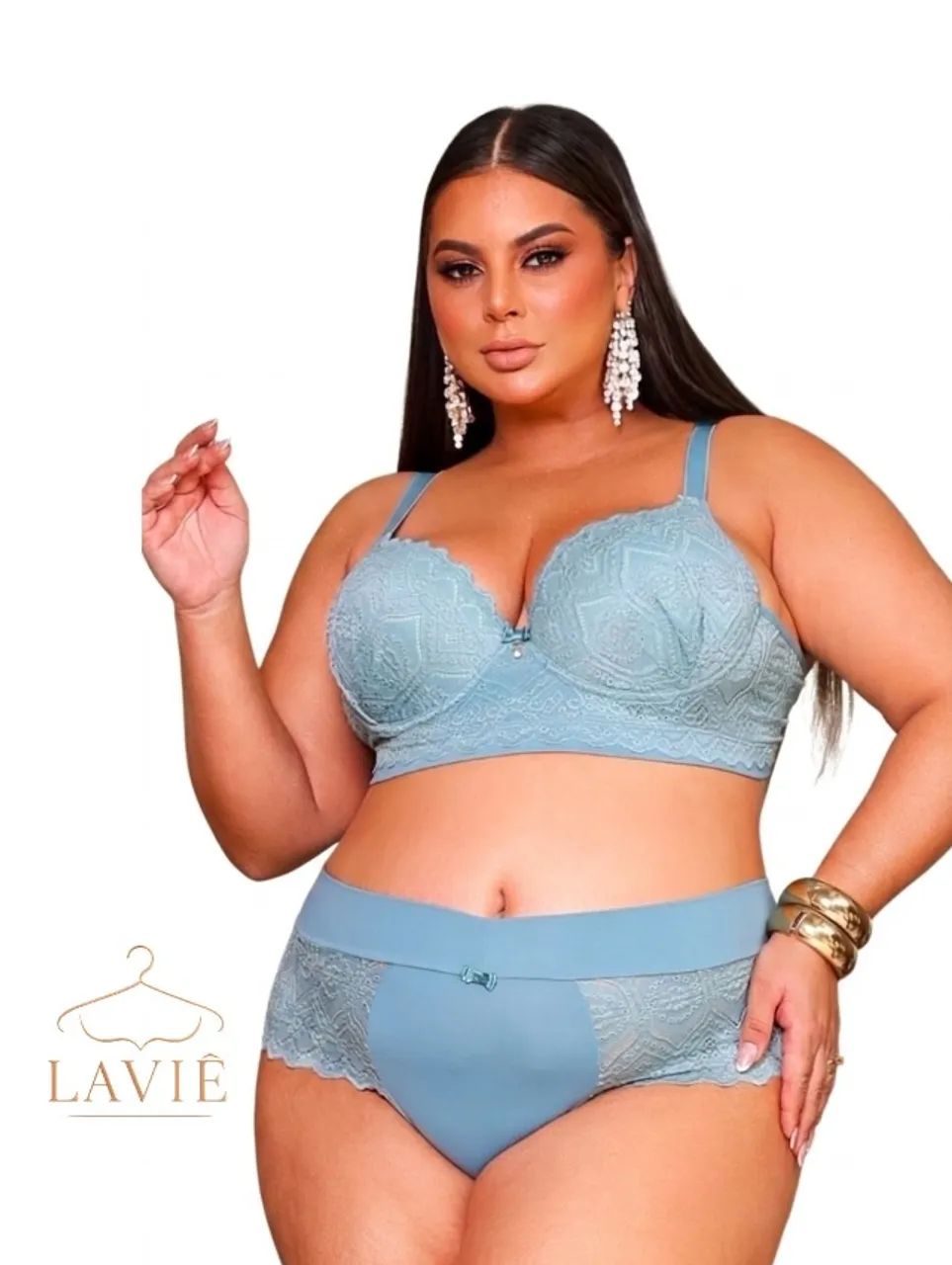 Lingerie Conjunto Plus Size - Cor Sanremo - Foto 2