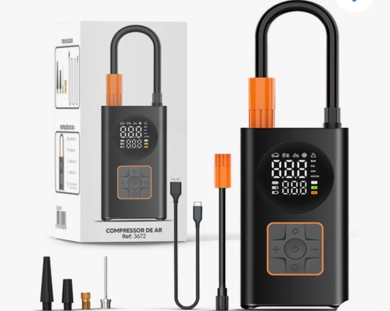 Bomba de Ar Portátil Jardim Secreto 130 PSI com Lanterna