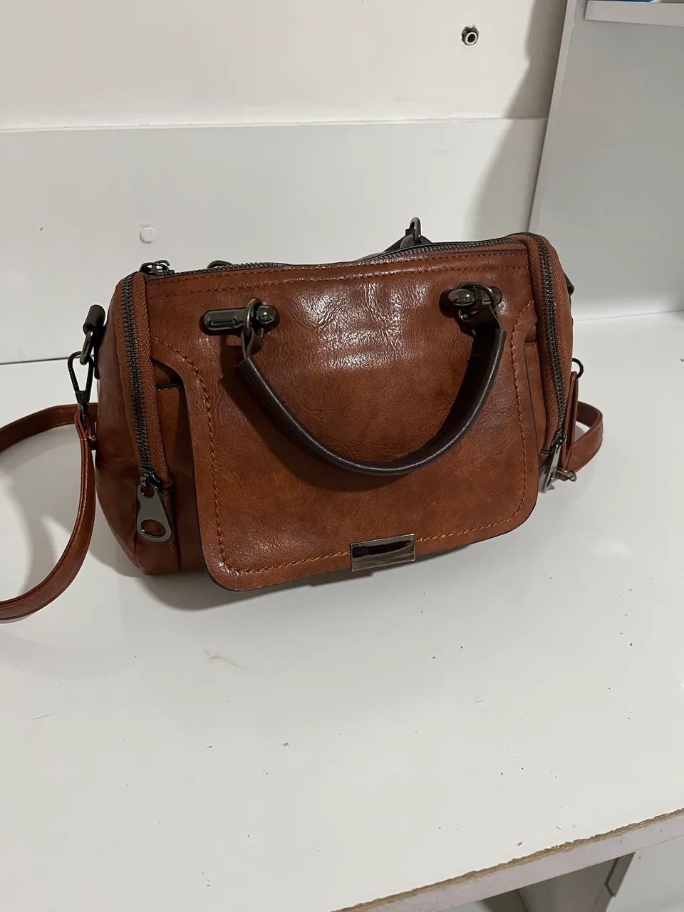 Bolsa Feminina Caramelo Marrom com Alça Transversal