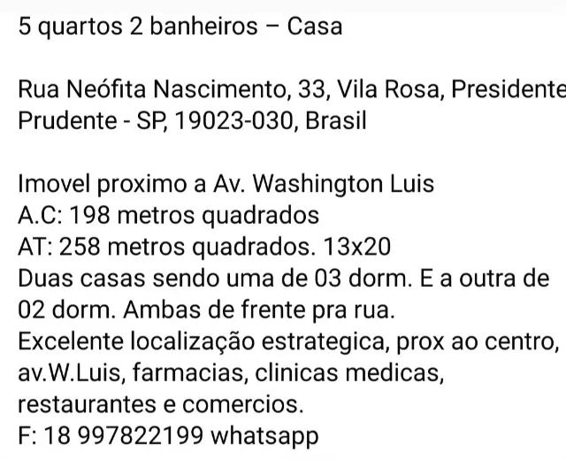 Casa P.Prudente-SP. Proximo ao centro da cidade