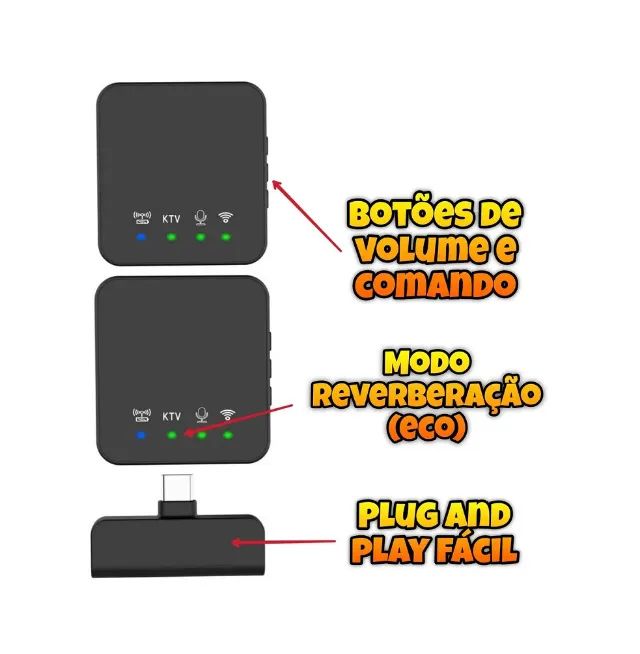 Microfone Lapela Sem Fio Usb C Kapbom - Foto 3