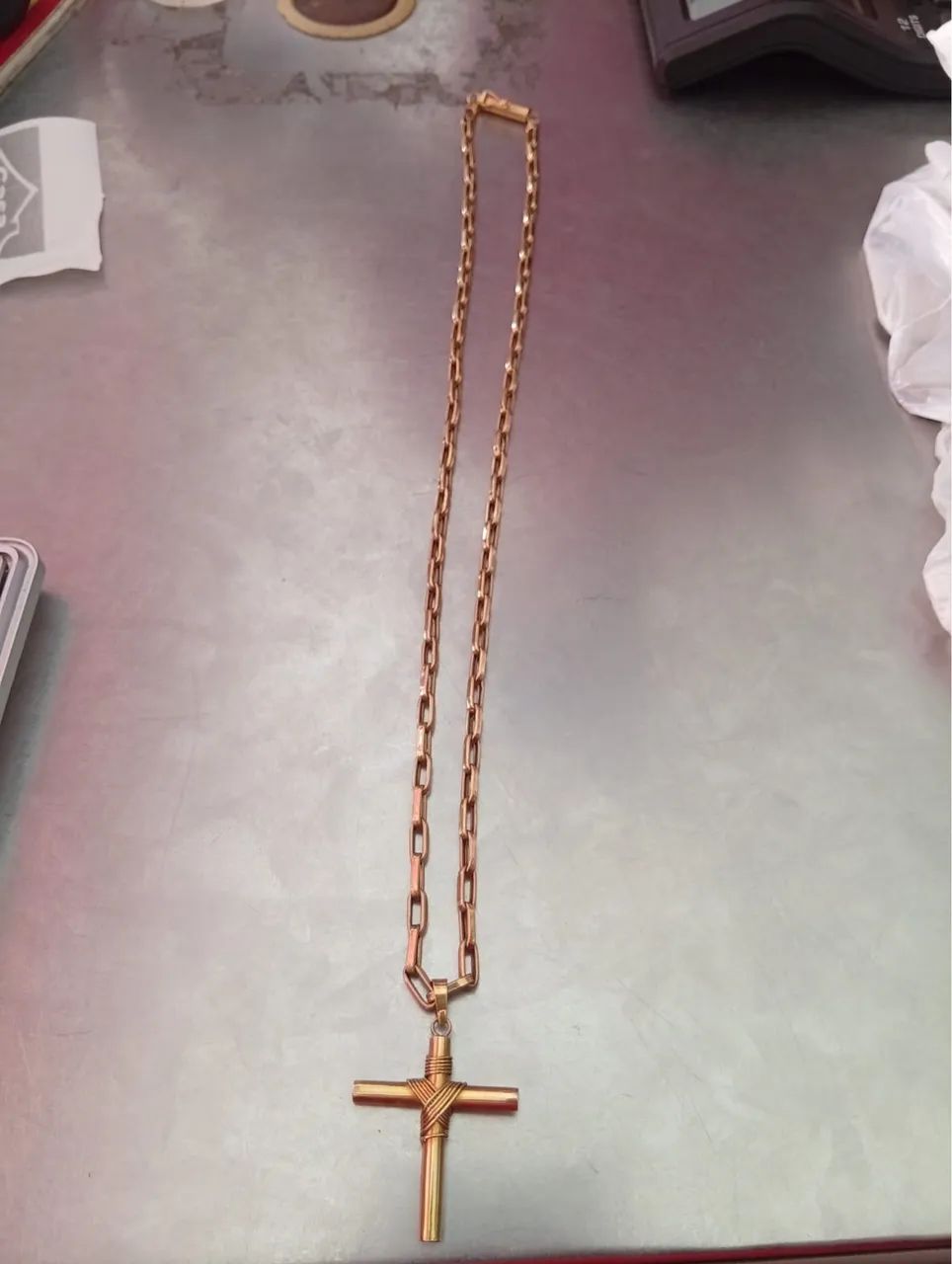 Colar com pingente de cruz de ouro  - Foto 2