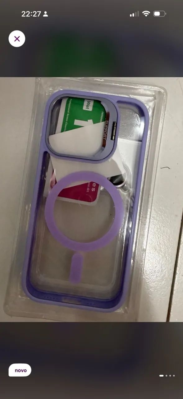 Kit capinha iPhone 16 pro roxa com protetores de câmera 
