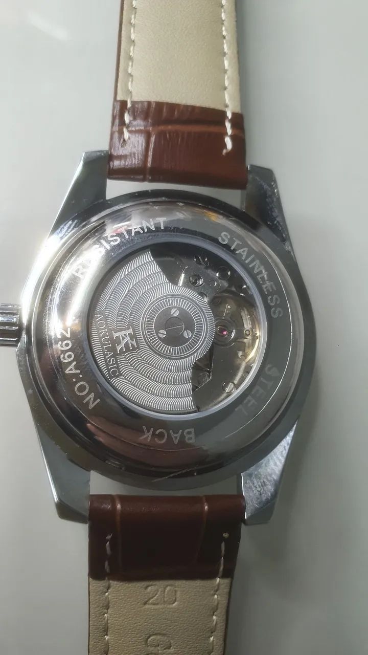 Relógio Automático Novo Pulseira Couro Masculino - Foto 5