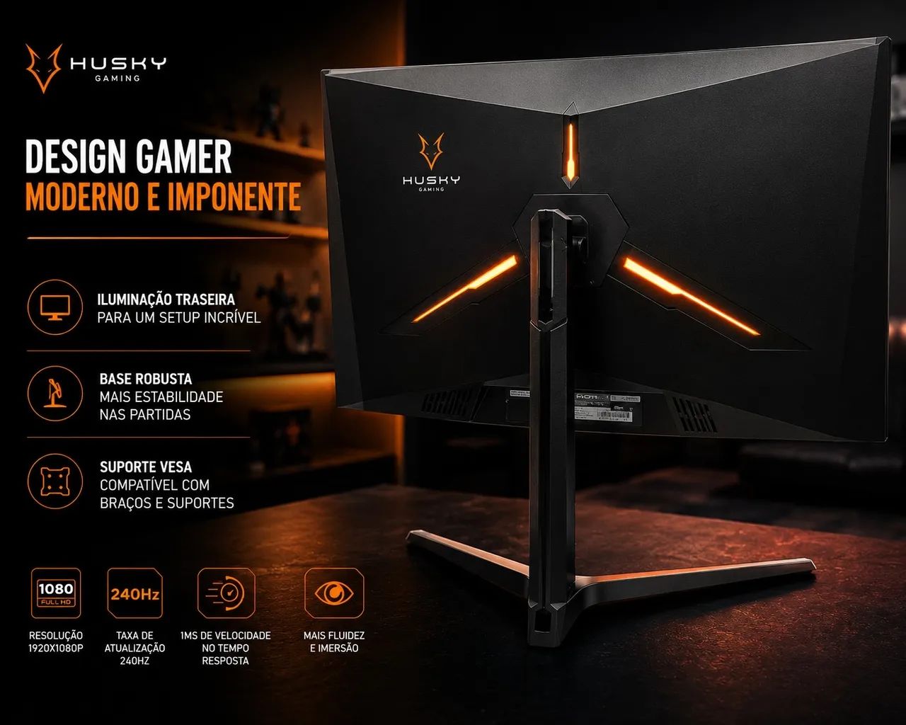 Monitor husky gamer 27 polegadas 240hz 1ms tela curva  - Foto 5