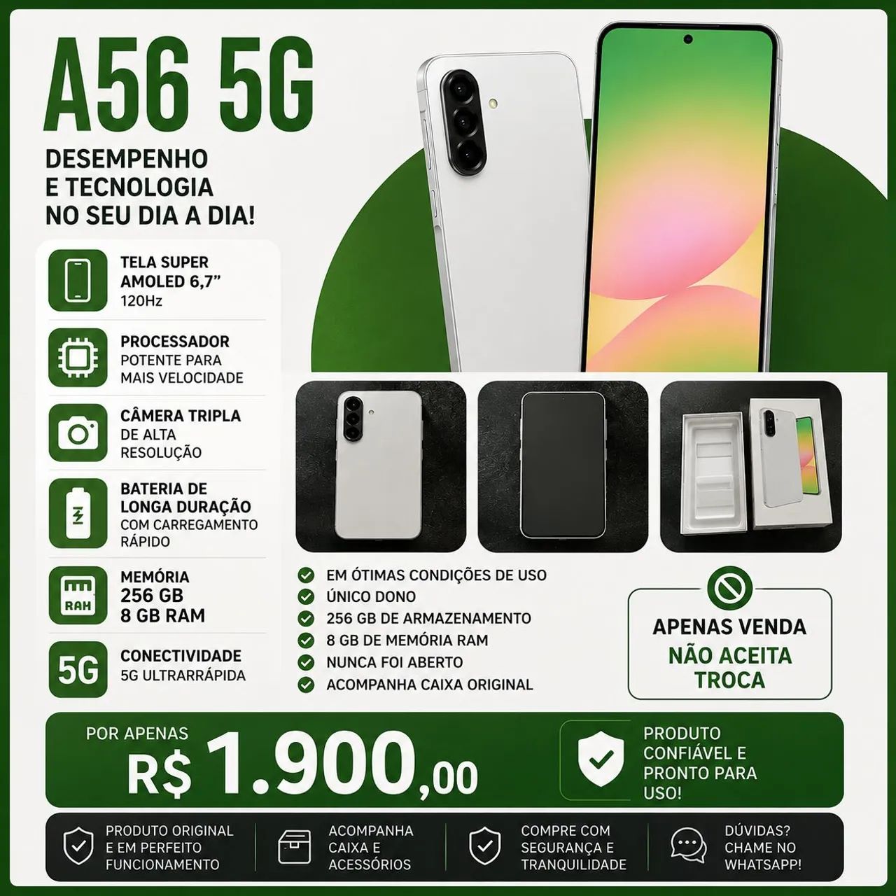 Celular Samsung A56, 256 Gb, 8Gb = Só Venda