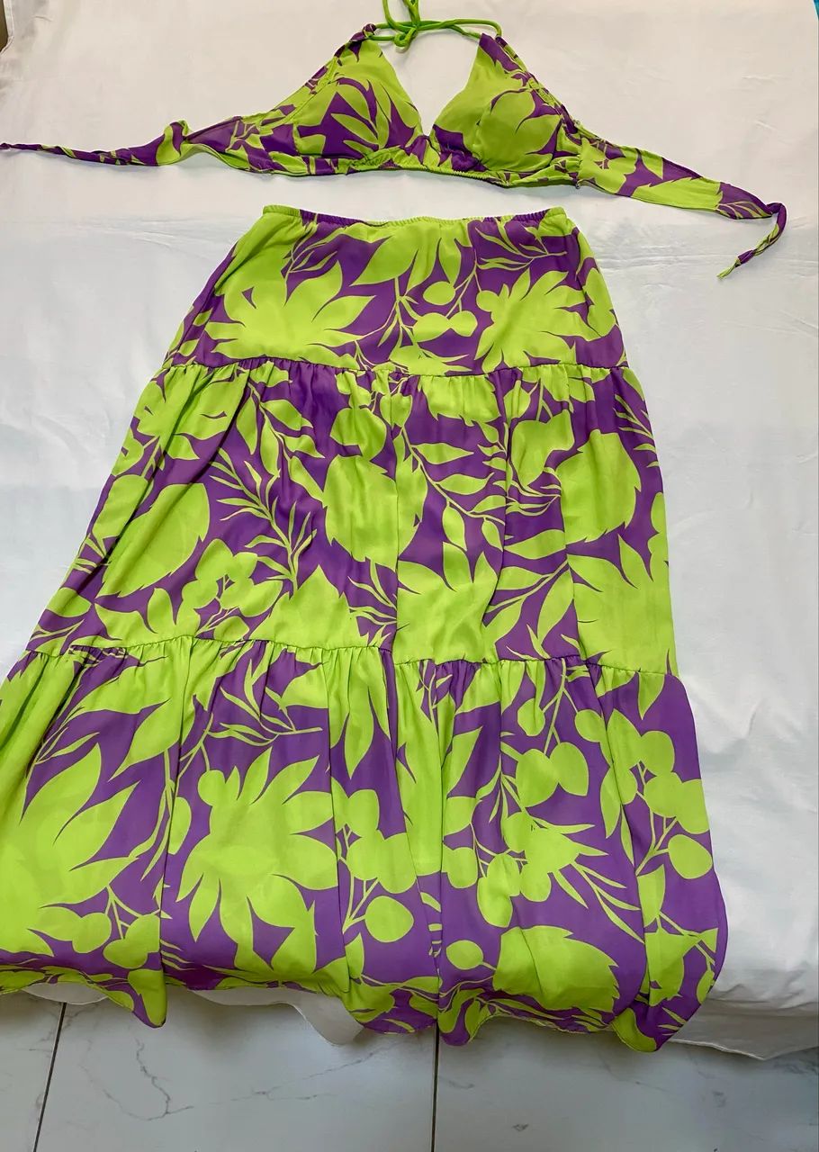 Conjunto de cropped e saia longa TAM GG - Foto 3