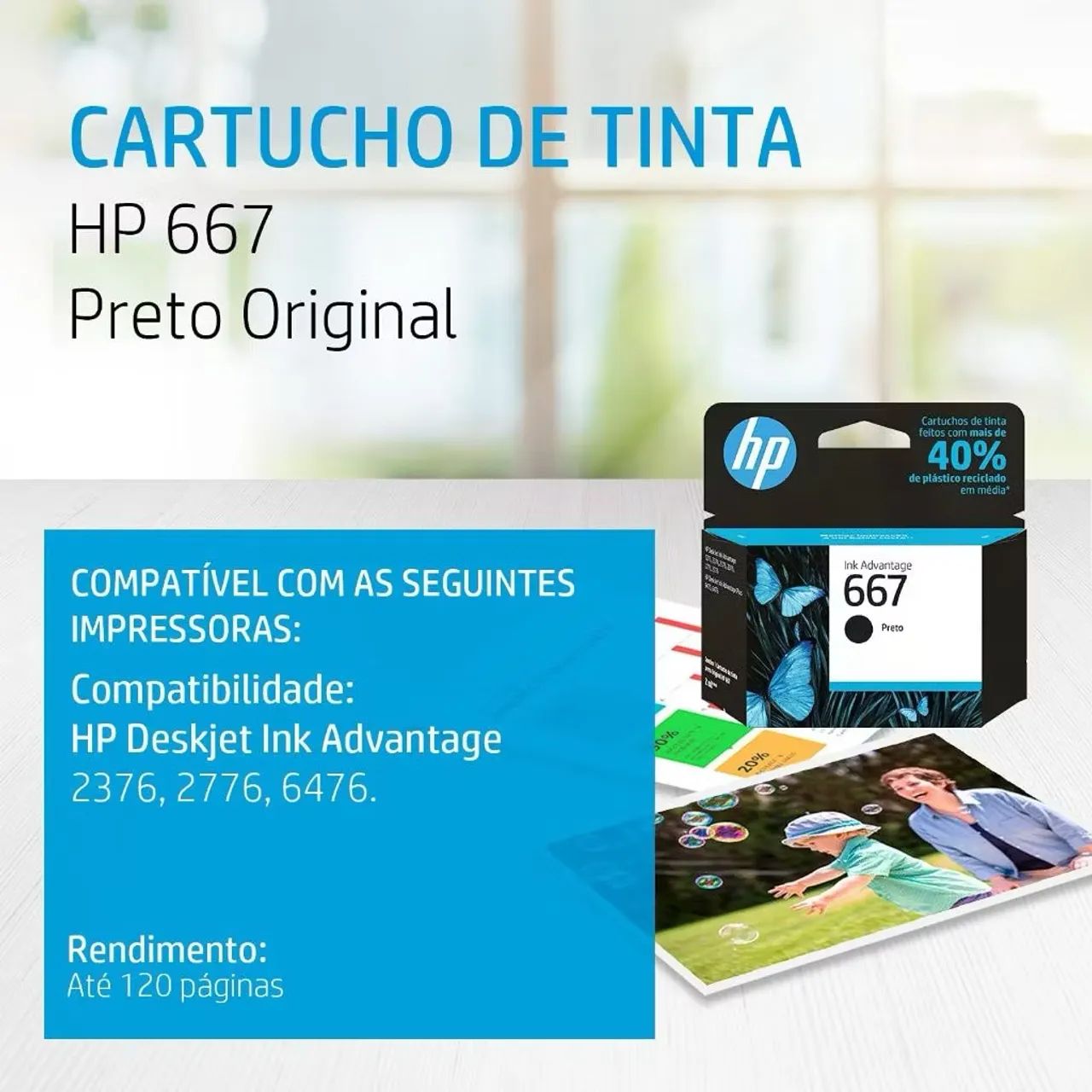 cartucho 667 HP Preto