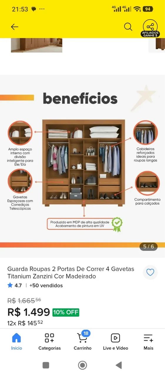 Vendo guarda roupa semi novo 