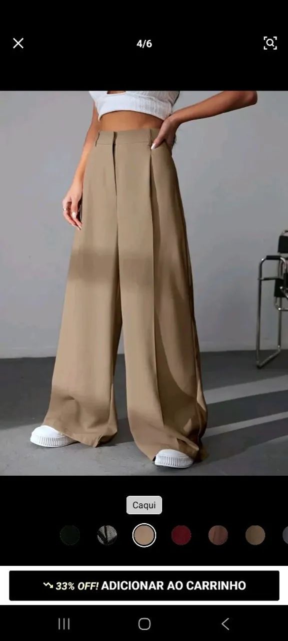 Calça pantalona alfaiataria bege - Foto 3