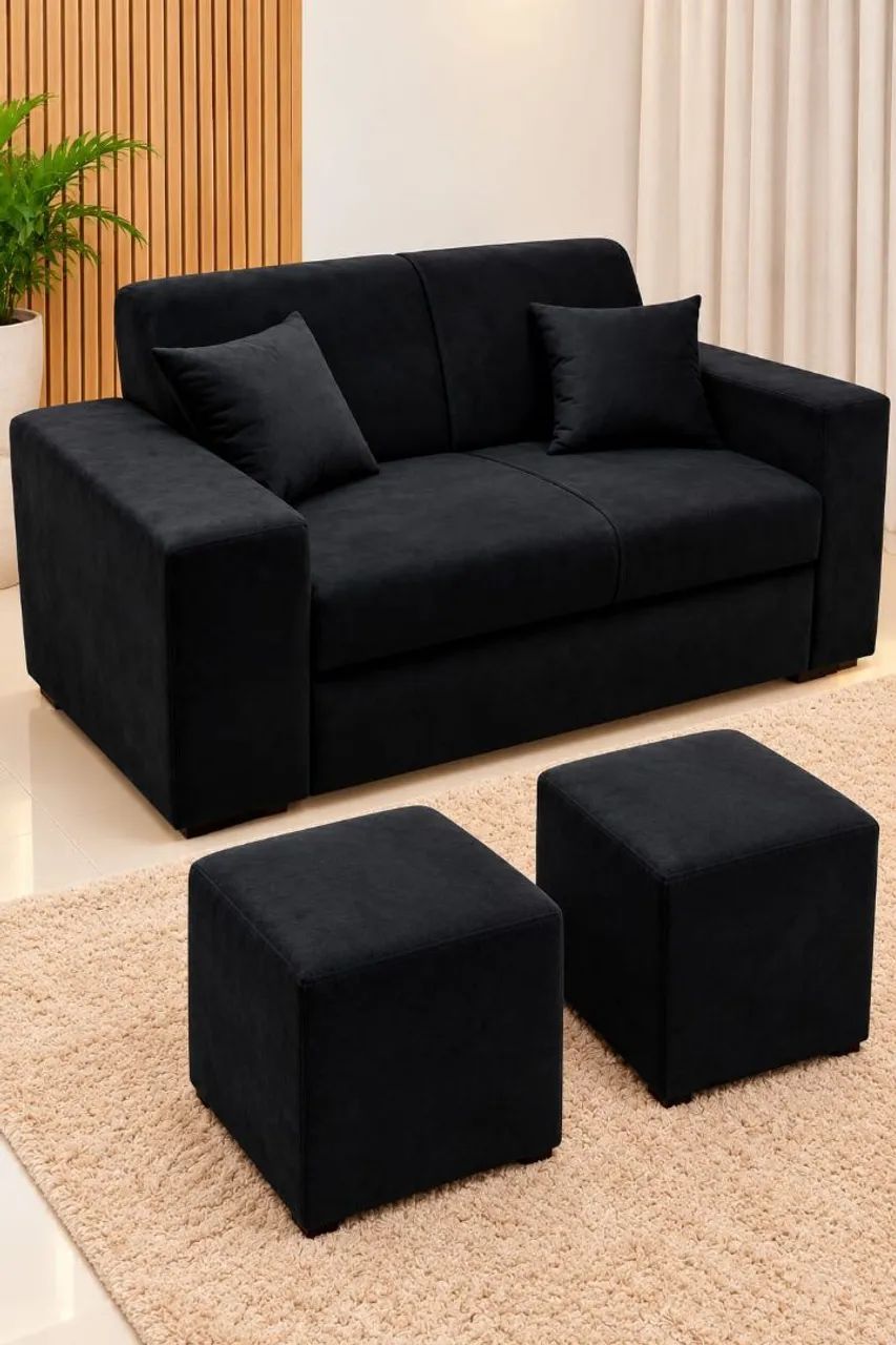 Sofá com pufs promoção entrega grátis  - Foto 3