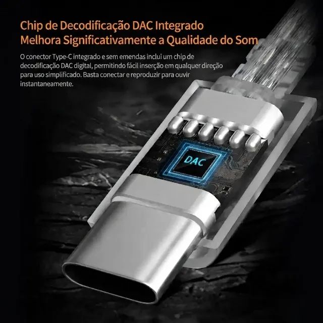 Cabo KZ USB Tipo C com DAC Integrado e Microfone - Prateado (Upgrade Hi-Fi) - Foto 3