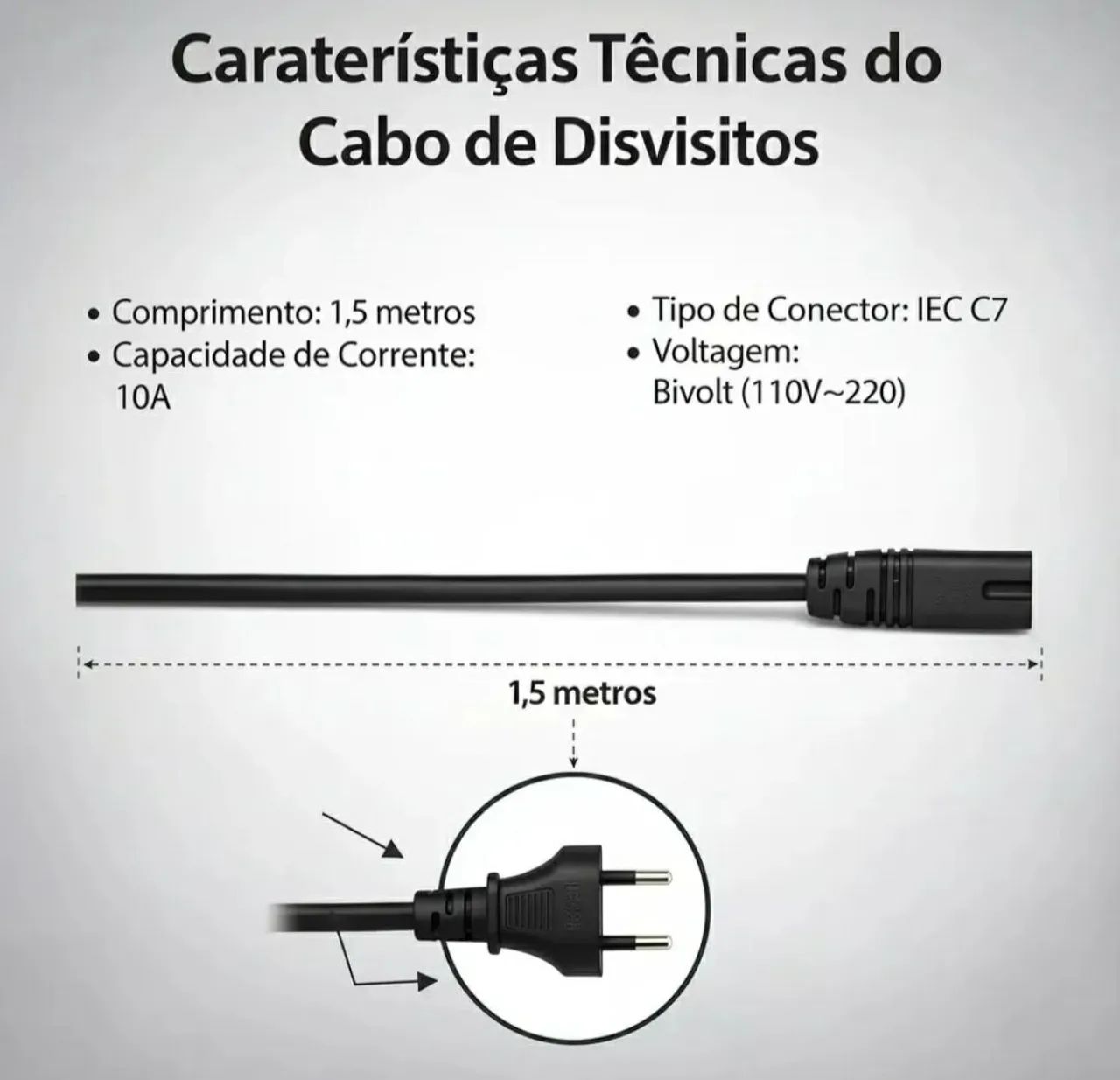Cabo força tipo 8 rádio tv uso geral