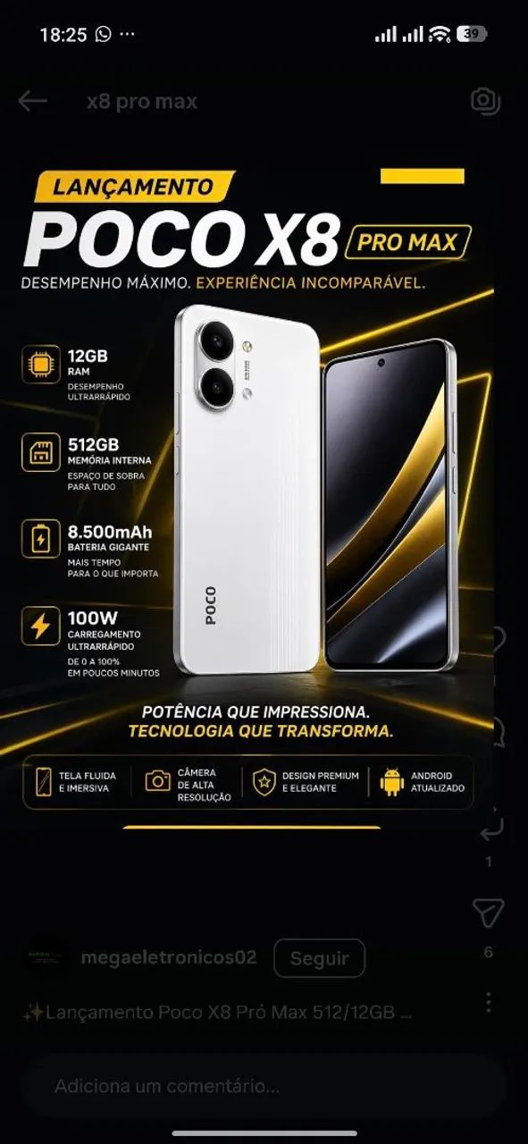 Poco X8 pro Max 256/12GB LANÇAMENTO  - Foto 3