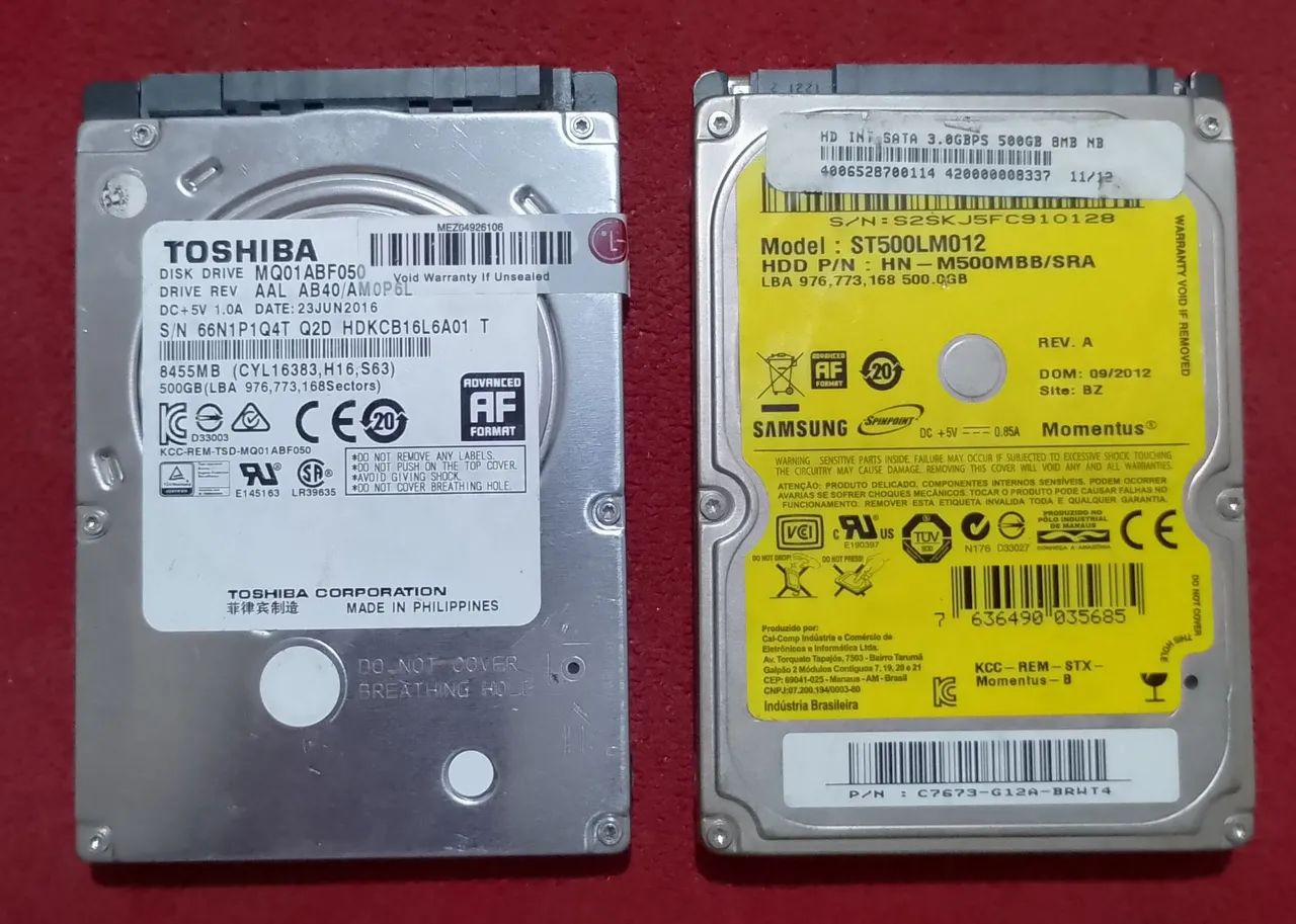 Hd's 500 GB para notebook & Playstation 