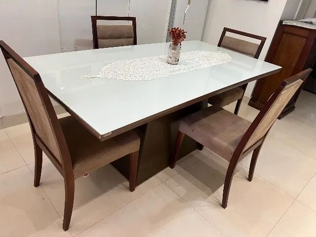 Mesa de Jantar Tampo de vidro  6 Lugar Com 4 Cadeiras  - Foto 2