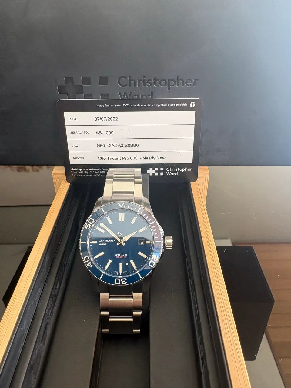 Christopher Ward C60 Trident Pro 600 Automático 42 mm Azul Full