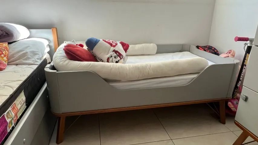 Berço Retrô Matic Cinza Infantil - Foto 2