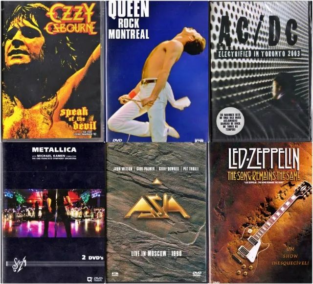 Lote com 6 DVDs de Shows de Rock (originais)