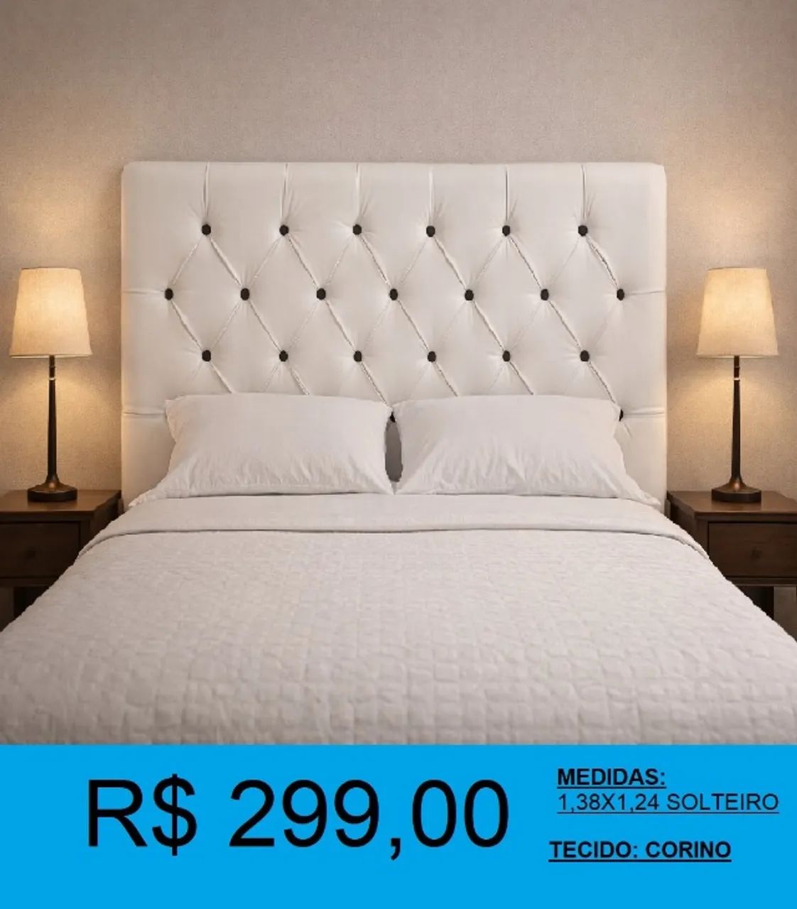 CABECEIRA SOLTEIRO TECIDO CORINO= COMPRE HOJE E RECEBA EM ATE 72H - Foto 2