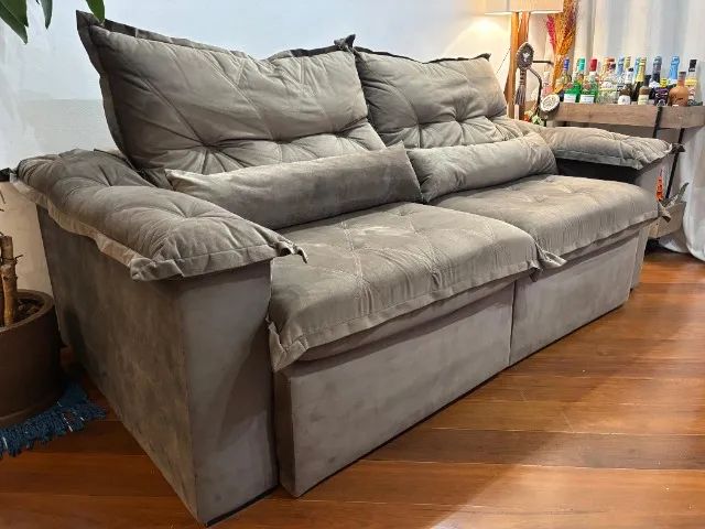 Sofá Retrátil e Reclinável 3 Lugares 2.40m - Marrom - Foto 3