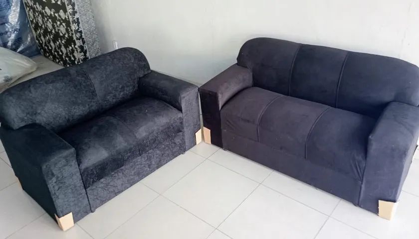 Conjunto Sofá 2x3 Lugares Xaropinho Sued Preto - Entrega Rápida! 