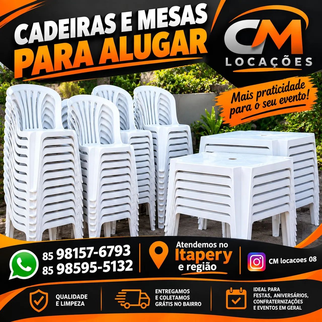 Aluguel de mesas e cadeiras zap. *93 / *32 