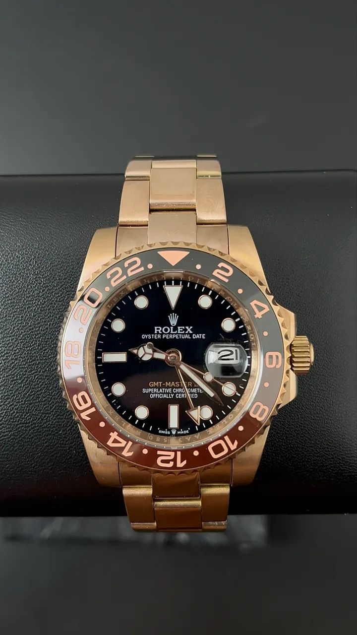 Relógio Rolex GMT Rootbear Rose 