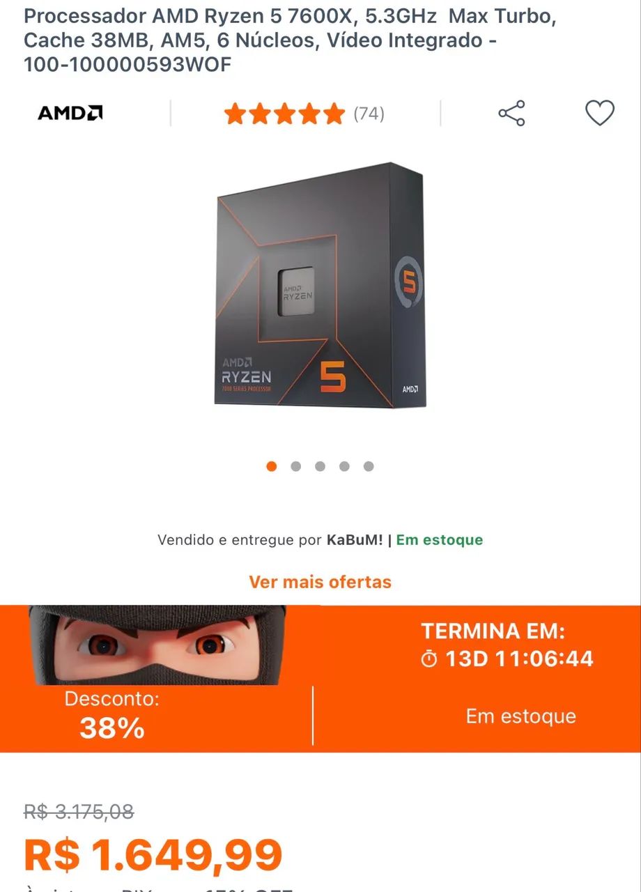 Processador ryzen 5 7600X nunca usado - Foto 2