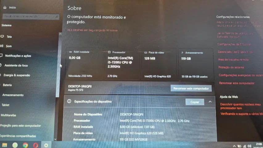 Notebook Acer Aspire F5-573 | i5 7a Geração | Cinza - Foto 2