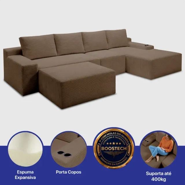 Sofá 4 lugares Cama Inbox modular (Marrom) - Foto 5