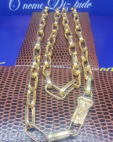 Cordão Barquert Masculino Ouro 18 Kilates Peso 11.11 Gramas 5 mm 60 Cm Fecho Gaveta Oco   