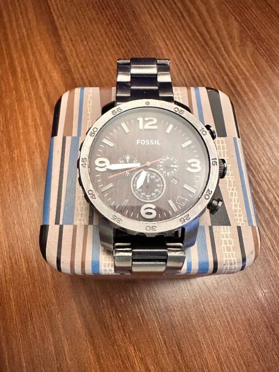 Relógio Fossil JR1355 Nate Chronograph Grafite com mostrador marrom - Foto 3