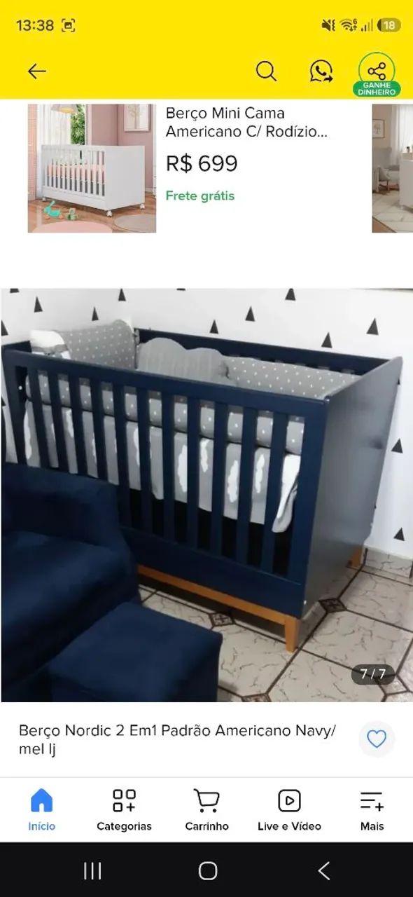 Berço nordic navy vira cama - Foto 3