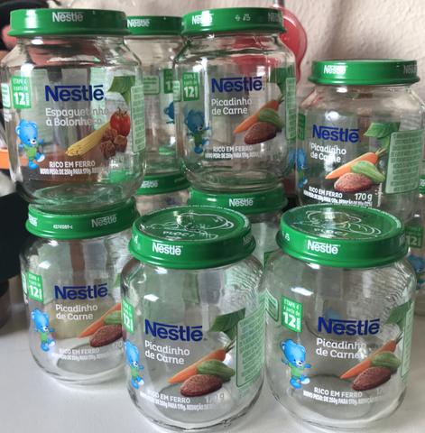 Potes de Vidro de Papinha Nestlé vazio para artesanato