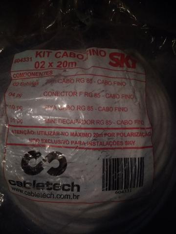 KIT Cabo Coaxial 2x20 Metros Super Fino RG 85 Cabbletech