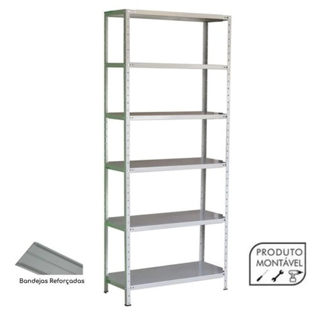 Estante de Aço com 06 prateleiras 40cm Chapa 22# Cinza *nova na caixa