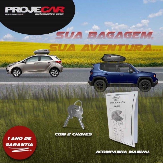 Bagageiro Maleiro Baú de Teto 460 Litros Preto - Projecar - Foto 2