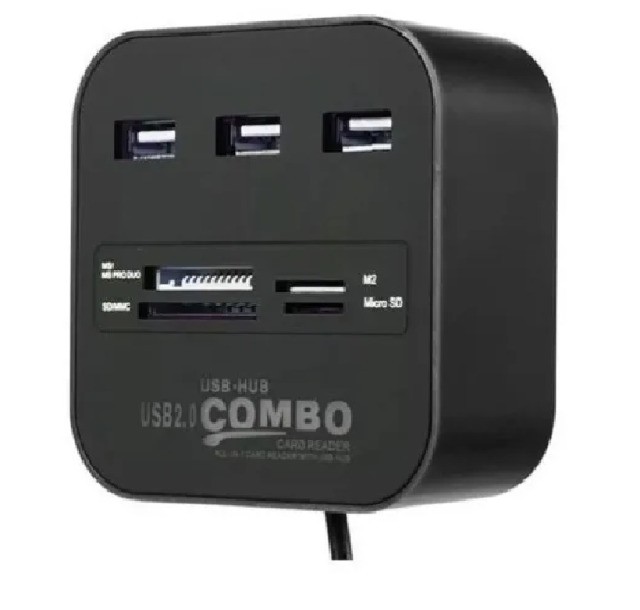 Hub Usb 2.0 - 3 Portas Com Leitor Cartão Micro Sd, M2, Ms Pro Duo Universal - Foto 3