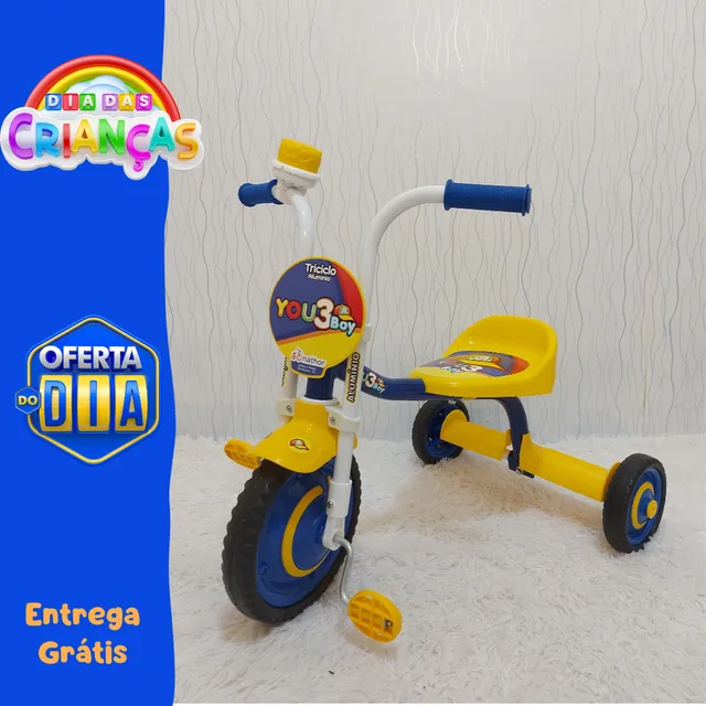 Triciclo Motoca Infantil Menino You Boy Amarelo/azul Nathor